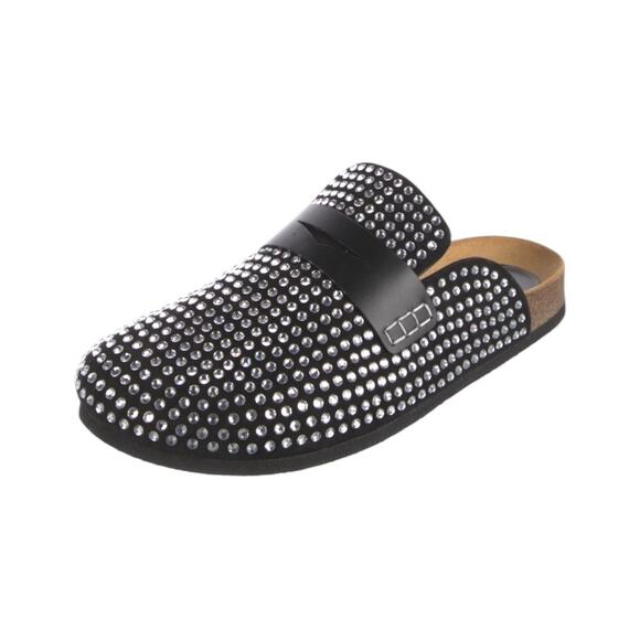 Crystal embellished leather mules main image 5